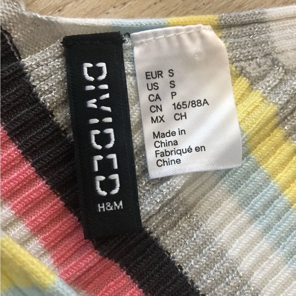 H&M Y2K Glitter Stripe Knit V Neck Tank Top Size S - Picture 9 of 9